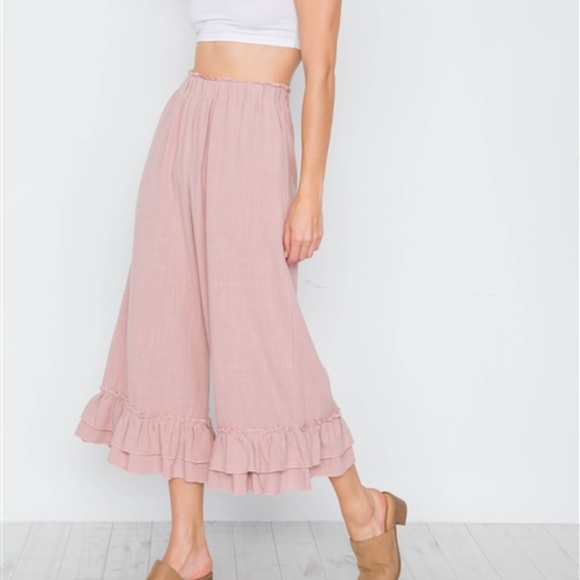 Mustard Seed Pants - ♥️ 1 LEFT! High-Waist Linen Pink Boho Pants